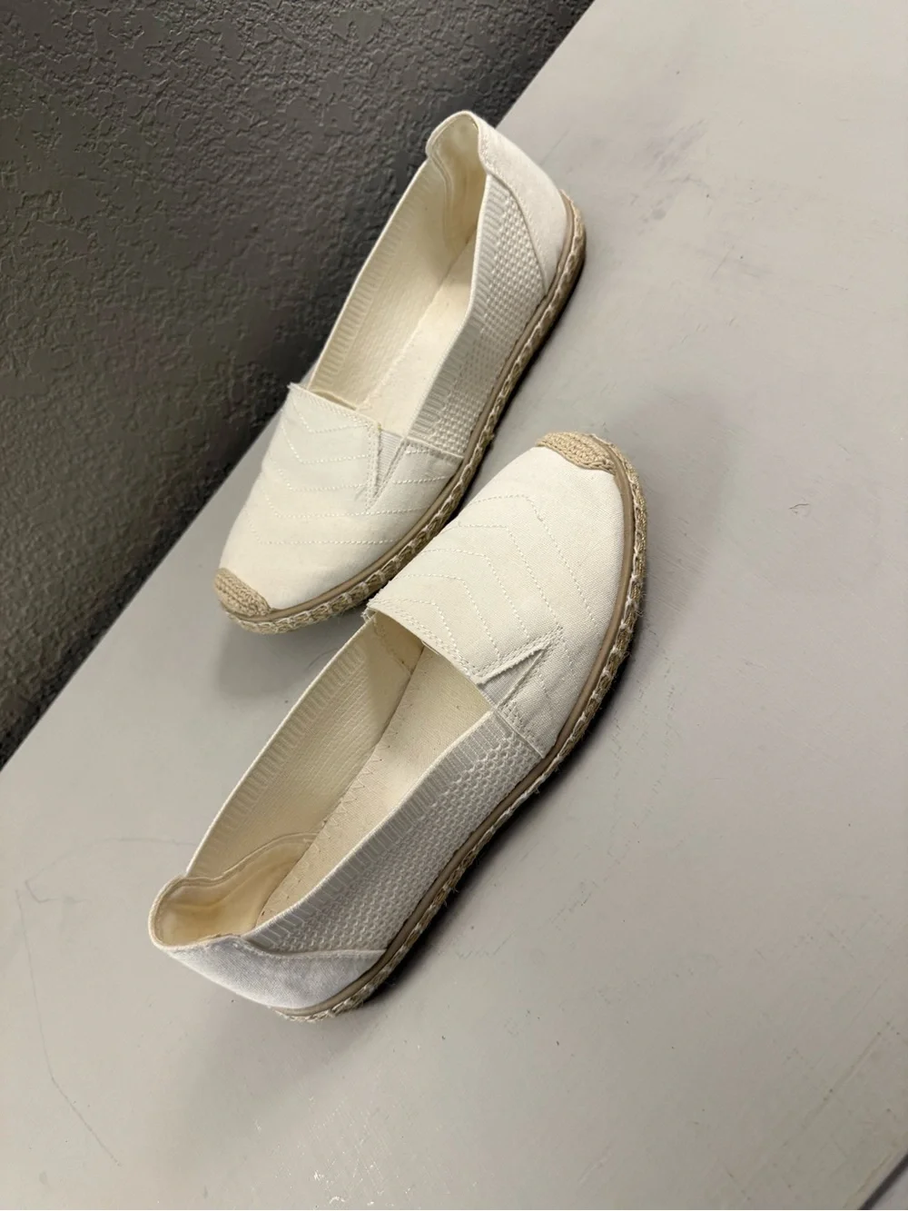 Women's Canvas Espadrille Slip-Ons in Off-White